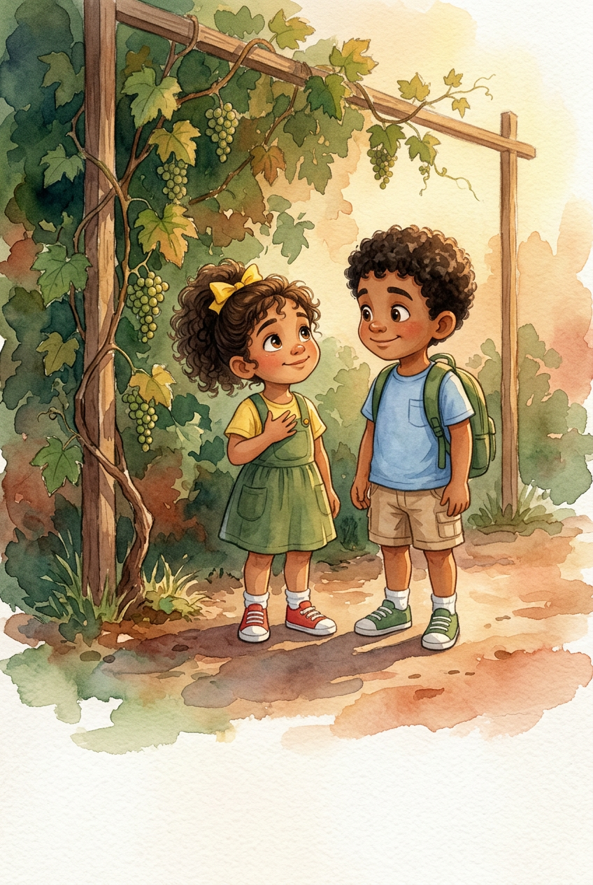 Lya conversando com Aby, mostrando que aprendeu a lição sobre humildade e cooperação.