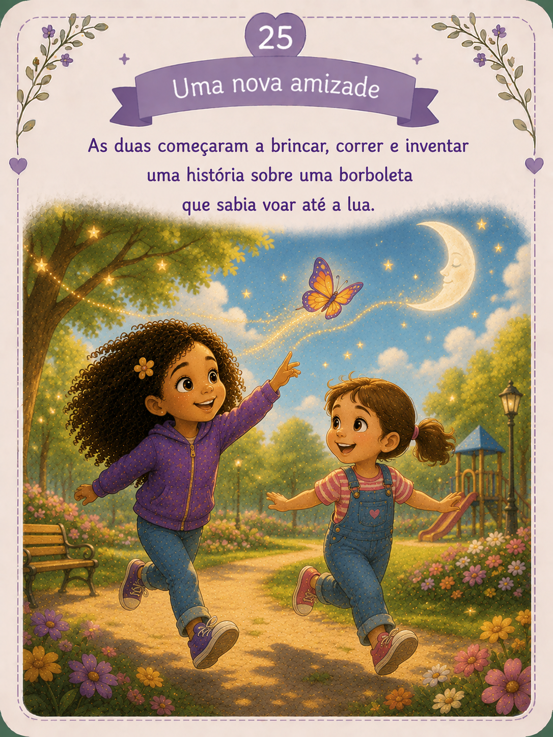 Close na caixinha aberta. A nova luz é maior e mais brilhante. Nina aparece sorrindo ao fundo. Emoção: Surpresa + orgulho.