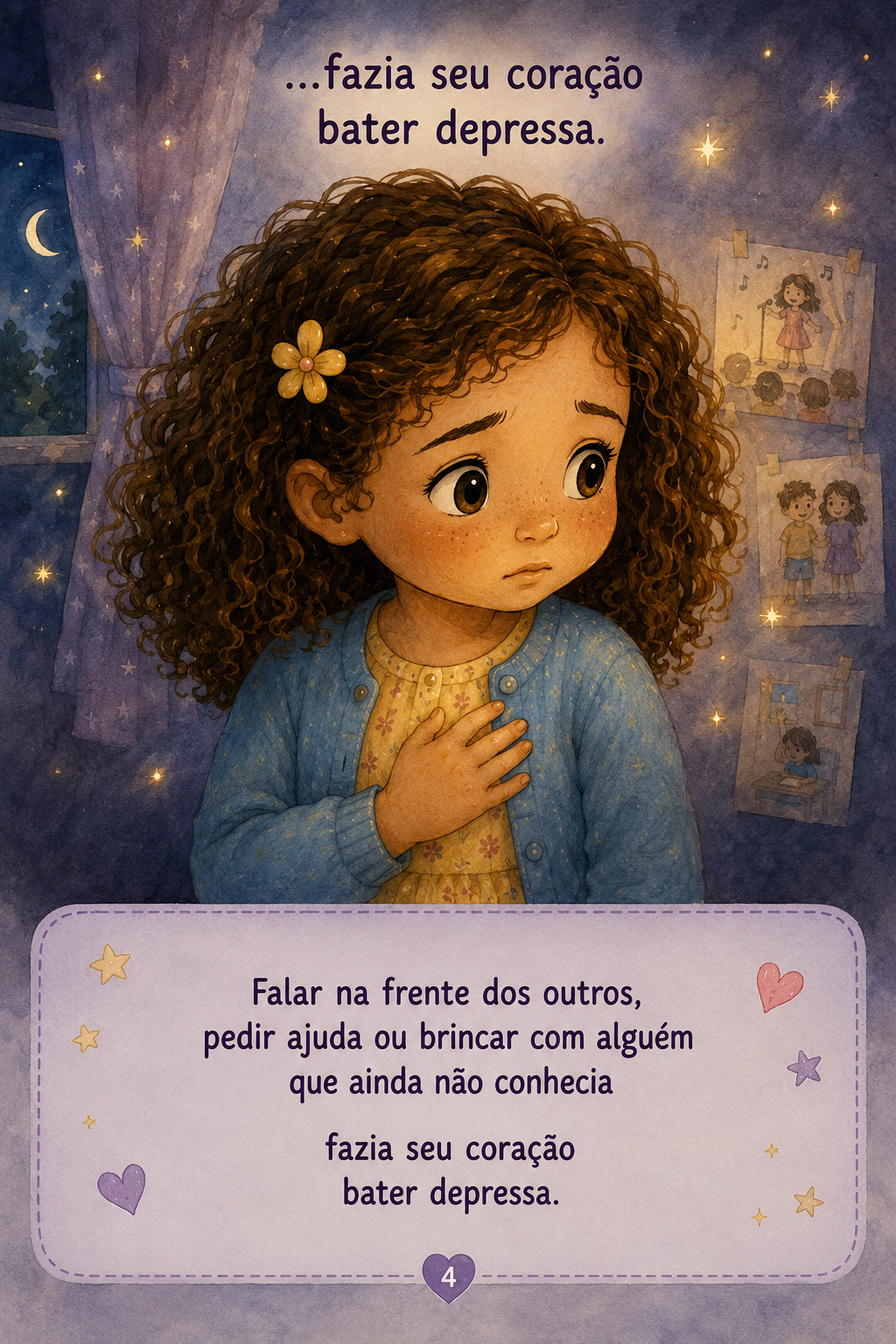 Nina ajoelhada diante de uma gaveta aberta. Ela acaba de encontrar a pequena caixa. Um raio de luz dourada começa a escapar por uma fresta. Emoção: Surpresa.